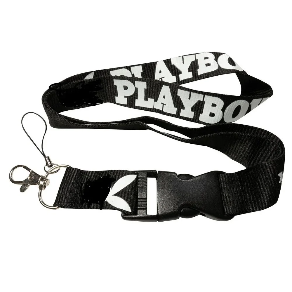 Playboy Bunny Black Lanyard Keychain ID Holder 2 Pack Quick Release
